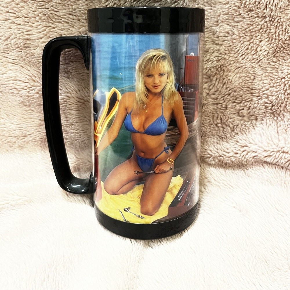 Vintage 1990 Snap-On Tools Thermo Serve Mug Featuring Lynne May/June Pin-Up